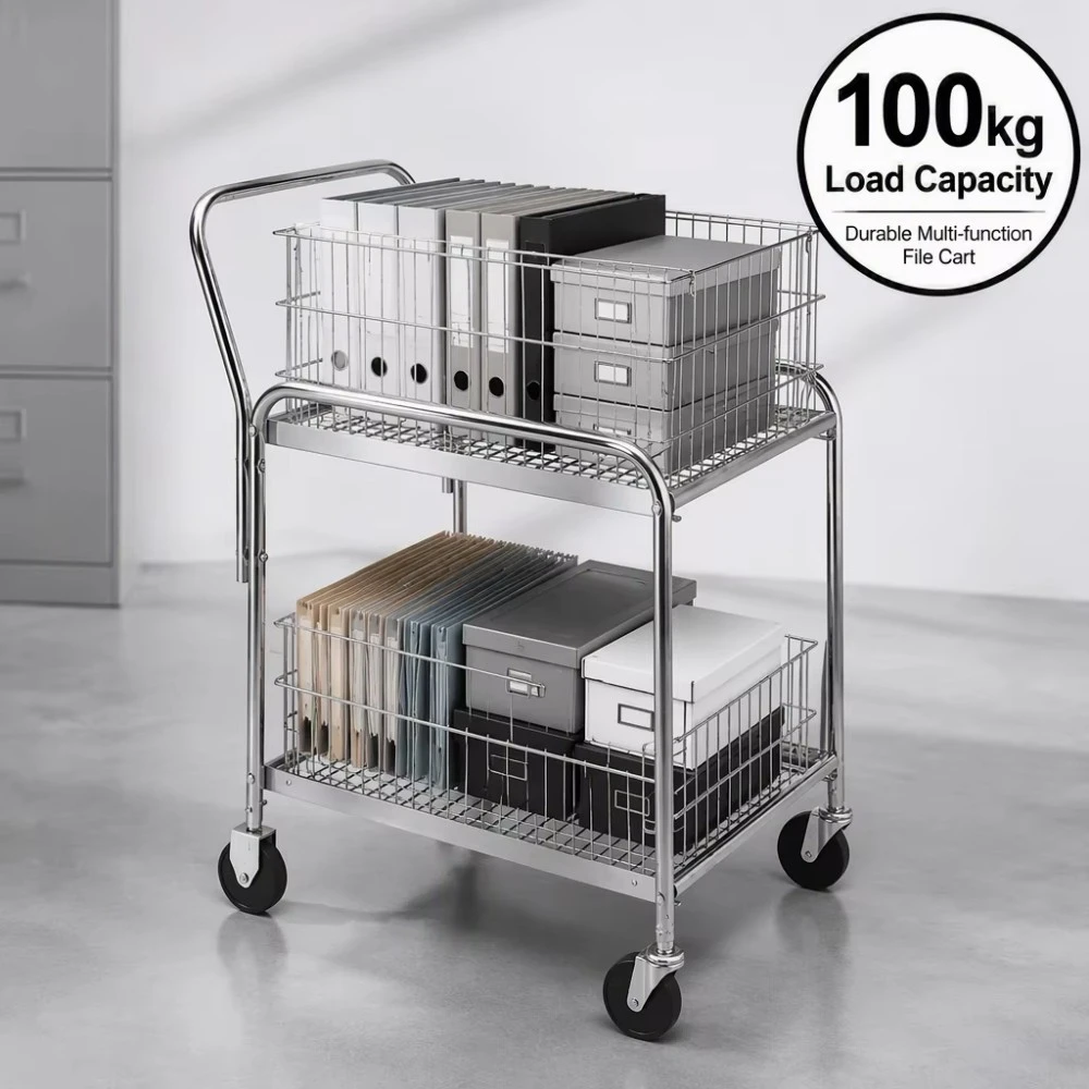 Rolling Wire Basket Office Mail Delivery Cart