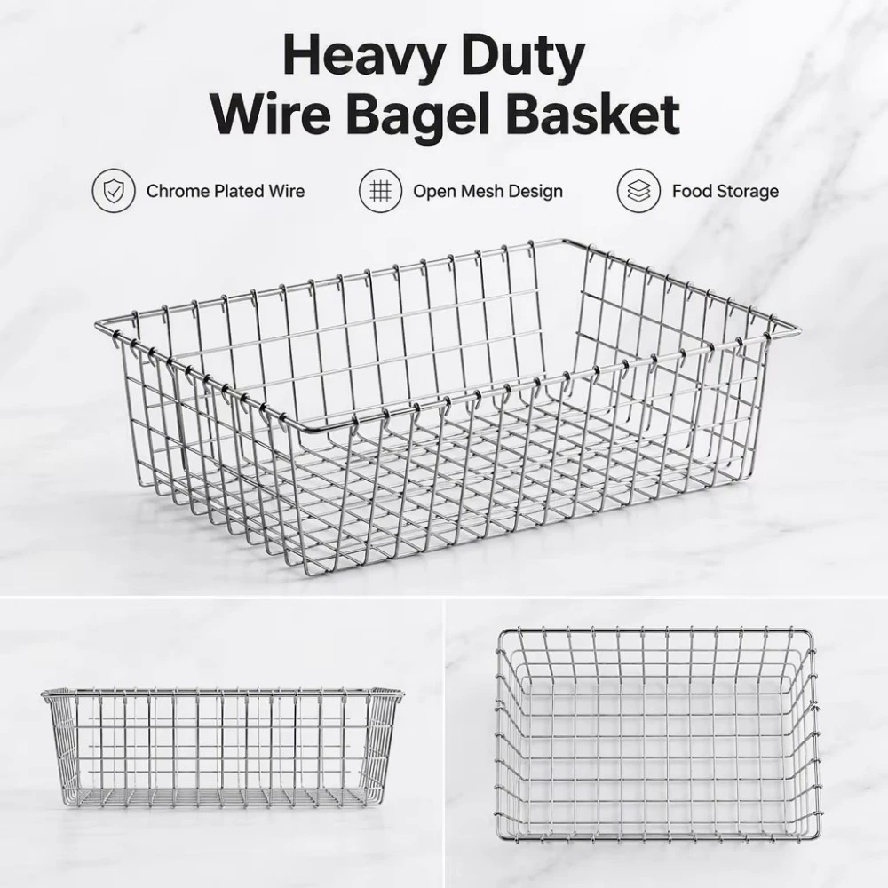 Chrome Silver Bread Pastry Storage Display Basket