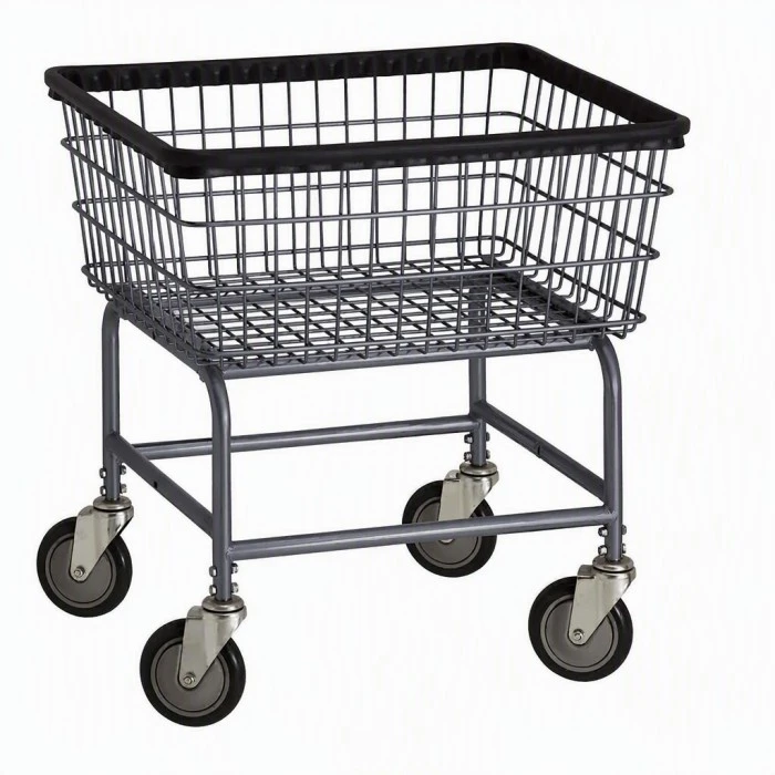 Powder-Coated Metal Wire Laundry Basket Trolley Cart