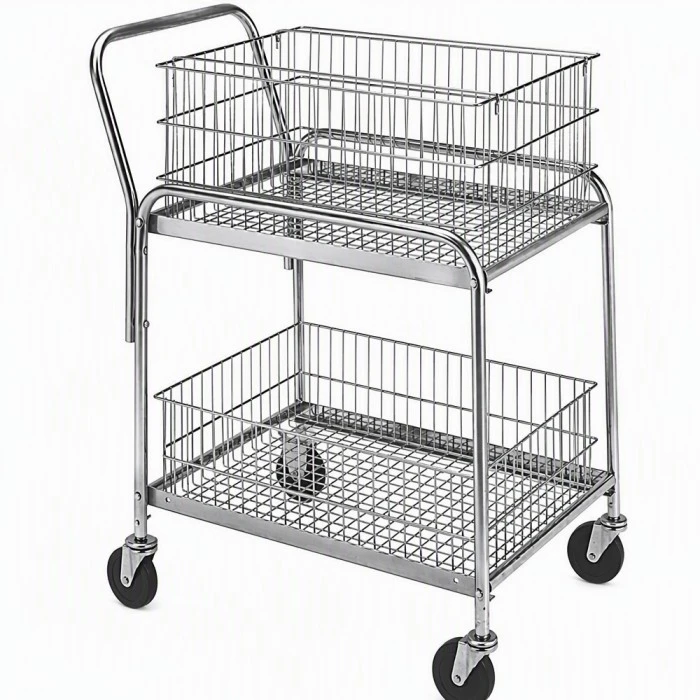 Rolling Wire Basket Office Mail Delivery Cart