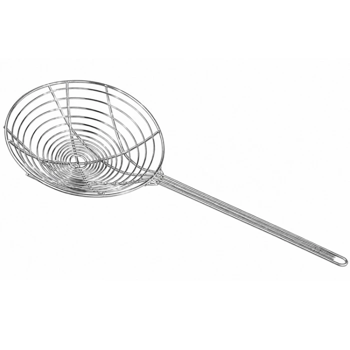 Steel Round Mesh Fryer Basket with Long Handle for Kitchen