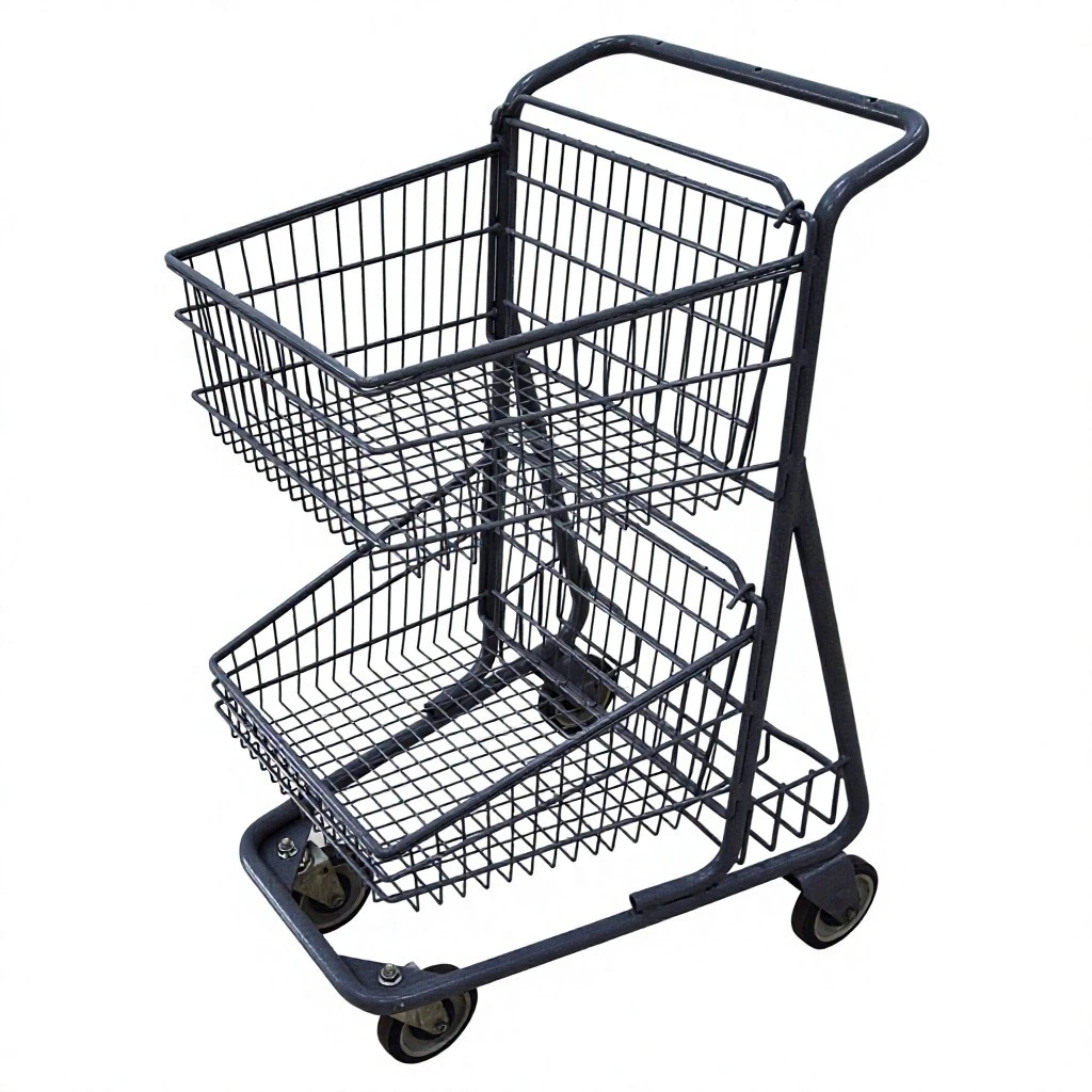 Supermarket Shopping Cart with Double Baskets